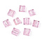 Handmade Silver Foil Lampwork Beads, Square, Pearl Pink, 12x12x6mm