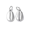 Brass Charms, Shell Shape, with Jump Ring, Platinum, 12x7x2.5mm, Hole: 3mm