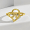 Brass Alphabet Adjustable Rings for Women, with Heart, Letter A, 17mm, US Size 6 1/4(16.7mm)