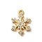 Brass Micro Pave Cubic Zirconia Pendants, Nickel Free, Snowflake, Real 18K Gold Plated, 15x11x2mm, Hole: 1.2mm