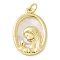 Brass Pendants, Oval with Juses, with Shell, Lead Free & Cadmium Free, Long-Lasting Plated, Real 18K Gold Plated, 19.5x13x3mm