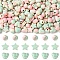 150Pcs Crackle Opaque Acrylic Beads, Imitation Turquoise, Heart & Star & Round, Two Tone, Mixed Color, 8~11mm, Hole: 1.6~2mm, 50pcs/style