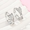 Brass Clear Cubic Zirconia Hoop Earrings, Bowknot, Platinum, 16.5x6x17mm