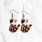 Easter Acrylic Dangle Earrings, Cat Shape, Platinum, Coconut Brown, 60x25mm