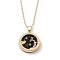 Alloy Rhinestone Pendant Necklaces, with Resin and Ball Chains, Flat Round with Constellation/Zodiac Sign, Golden, Black, Scorpio, 18.31 inch(46.5cm)