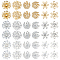 90Pcs 9 Styles Brass Bead Caps Sets, Mixed Color, 7~14x1.5~7mm, Hole: 0.9~2mm, 10pcs/style