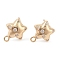 Brass Pave Clear Cubic Zirconia Stud Earring Findings, with Loop, Real 14K Gold Plated, 13x11mm, Hole: 1.6mm, Pin: 0.8mm