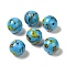 Handmade Lampwork Beads, Round, Deep Sky Blue, 15.5~16mm, Hole: 1.6~2.3mm