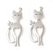 Rack Plating Brass Kitten Pendants, Cat Silhouette Shape, Platinum, 30x10.5x2mm, Hole: 1mm
