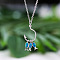 3-Fish & Fishhook Brass with Opal Pendant Necklaces, Platinum, Royal Blue, 18.90 inch(48cm)