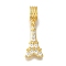 Rack Plating Brass Pave Clear Cubic Zirconia European Dangle Charms, Eiffel Tower Large Hole Pendants, Lead Free & Cadmium Free, Long-Lasting Plated, Golden, 27mm, Hole: 4mm