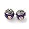 Handmade Resin Indonesia Round Beads, with Alloy Findings, Round with Flower, Purple, 19.5x20x19mm, Hole: 2mm