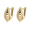 Brass Micro Pave Clear Cubic Zirconia Teardrop Hoop Earring Findings, Cadmium Free & Lead Free, Long-Lasting Plated, Rack Plating, Real 18K Gold Plated, 18x8mm, Hole: 1.2mm, Pin: 11x0.8mm