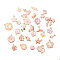 Alloy Enamel Pendants, Mixed Shapes, Golden, Pink, 12~27x11~26x2~3mm, Hole: 1~1.6mm, about 100pc/bag