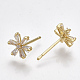 Brass Cubic Zirconia Stud Earrings KK-S348-364G-2