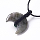 Collier pendentif double corne de pierres précieuses mélangées naturelles et synthétiques réglable avec cordon de cire pour les femmes NJEW-B086-01-5