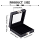 FINGERINSPIRE Novel Box Black Imitation Leather Jewelry Organizer Box with Glass Window and Clasps 3.6x3.78 inch Square Jewelry Gem Display Case Jewelry Gift Box（with White & Black Reversible Pad） CON-WH0087-76-2