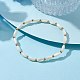 Bracelets extensibles en perles ovales torsadées en coquillage naturel pour femmes BJEW-JB10059-2