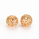 Hollow Brass Micro Pave Clear Cubic Zirconia Beads KK-S360-057A-NF-2
