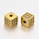 Fashionable Brass Micro Pave Cubic Zirconia Cube Beads ZIRC-J009-01G-1