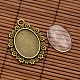 Fleurs en alliage supports pendentif cabochon de lunette vintage et cabochons de verre transparent de forme ovale DIY-X0230-AB-NF-2