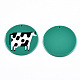 アクリルパーツ  3dプリント  乳牛の模様とフラットラウンド  グリーン＆ブラック＆ホワイト  45x2.5mm  穴：1.8mm KY-S163-172-2