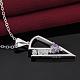 Silver Color Plated Brass Cubic Zirconia Triangle Pendant Necklaces NJEW-BB09484-B-3