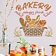 FINGERINSPIRE Bakery Stencil Bread Basket Stencil 30x30cm Reusable French Bakery Painting Stencil PET Wheat Ears Craft Stencils Wall Tile Decoration with Letters of BAKERY always fresh DIY-WH0172-955-7