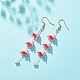 Acrylic Flower with Plastic Pearl Long Dangle Earrings EJEW-JE04941-02-3