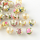 Rose Flower Pattern Printed Round Glass Beads X-GFB-R005-10mm-A-1