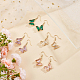 Anattasoul 4 paires 4 couleurs véritables boucles d'oreilles pendantes papillon plaqué or 14 carats avec zircone cubique EJEW-AN0003-82-7