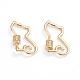 Brass Micro Pave Clear Cubic Zirconia Screw Carabiner Lock Charms ZIRC-I041-06G-2