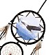 羽のペンダントの装飾が付いているインド式の abs 織りのウェブ/ネット  木とABSビーズで  絨毛とコットンコードで覆われています  フラットラウンド  イーグル模様  730~743mm AJEW-B016-04A-3
