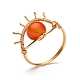 男性女性向けの癒しのパワーナチュラルカーネリアンリング  真鍮のパーツでナザールボンジュウの指輪  usサイズ4 3/4(15.4mm) X1-RJEW-TA00007-05-1