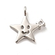 Estrella con cara sonriente latón micro pavé colgantes de circonitas cúbicas transparentes KK-G425-09-3