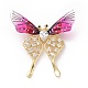 Resin Butterfly Lapel Pin with Clear Cubic Zirconia JEWB-G015-01G-2