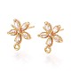 Фурнитура для сережек-гвоздиков из цветочной латуни с микропаве из кубического циркония KK-B152-01B-G-1