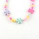 Flower Acrylic Pendant Necklaces and Stretch Bracelets Jewelry Sets SJEW-R048-05-5
