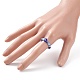Lampwork Evil Eye & Glass Beaded Stretch Finger Ring for Women RJEW-JR00483-02-3