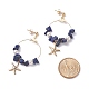Aretes colgantes con perlas de chip de lapislázuli natural EJEW-TA00035-04-4