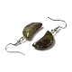 Natural Mixed Gemstone Crescent Moon Dangle Earrings EJEW-E296-02P-3