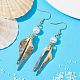 Natural Shell Nuggets Dangle Earrings EJEW-JE05542-3