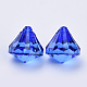 透明なアクリルパーツ  多面カット  ダイヤモンド  ブルー  15x15mm  穴：2mm  約370個/500g TACR-Q260-C-V44-2