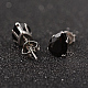 Collane con pendente a goccia 304 in acciaio inossidabile con zirconi e orecchini a bottone SJEW-D069-09-3