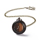 Reloj de bolsillo de madera de ébano con cadena de latón y clips WACH-D017-A17-01AB-03-1