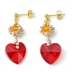 Glass Heart Dangle Stud Earrings EJEW-MZ00113-2