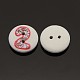 2-Hole Flat Round Number Printed Wooden Sewing Buttons X-BUTT-M002-13mm-2-2