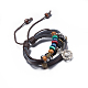 Adjustable Casual Unisex Zinc Alloy Love Skull and Leather Multi-strand Bracelets BJEW-BB15637-4