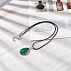 Synthetic Malachite Teardrop Pendant Necklaces Set with Waxed Cords for Women NJEW-TA00034-04-2
