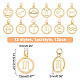 SUPERFINDINGS 12 Styles Brass Twelve Constellation Pendant 14.5x12mm Golden Flat Round with Zodiac Sign Jewelry Charms Micro Pave Cubic Zirconia Charm for DIY Bracelets Necklaces Making KK-FH0004-40-2